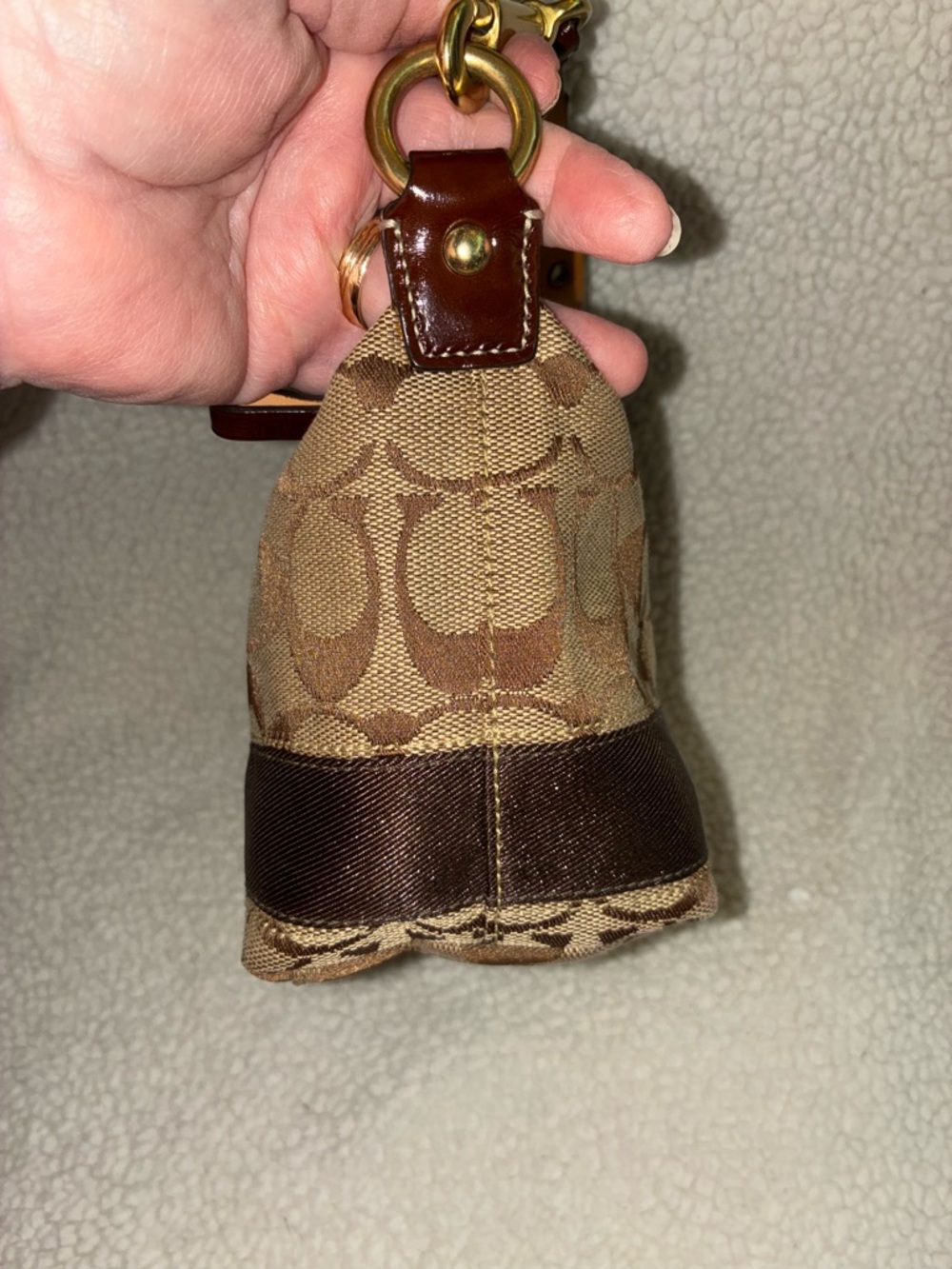 Vintage Coach LO668-40024 Brown Jacquard Signature Monogram Mini Shoulder Bag - Picture 9 of 12